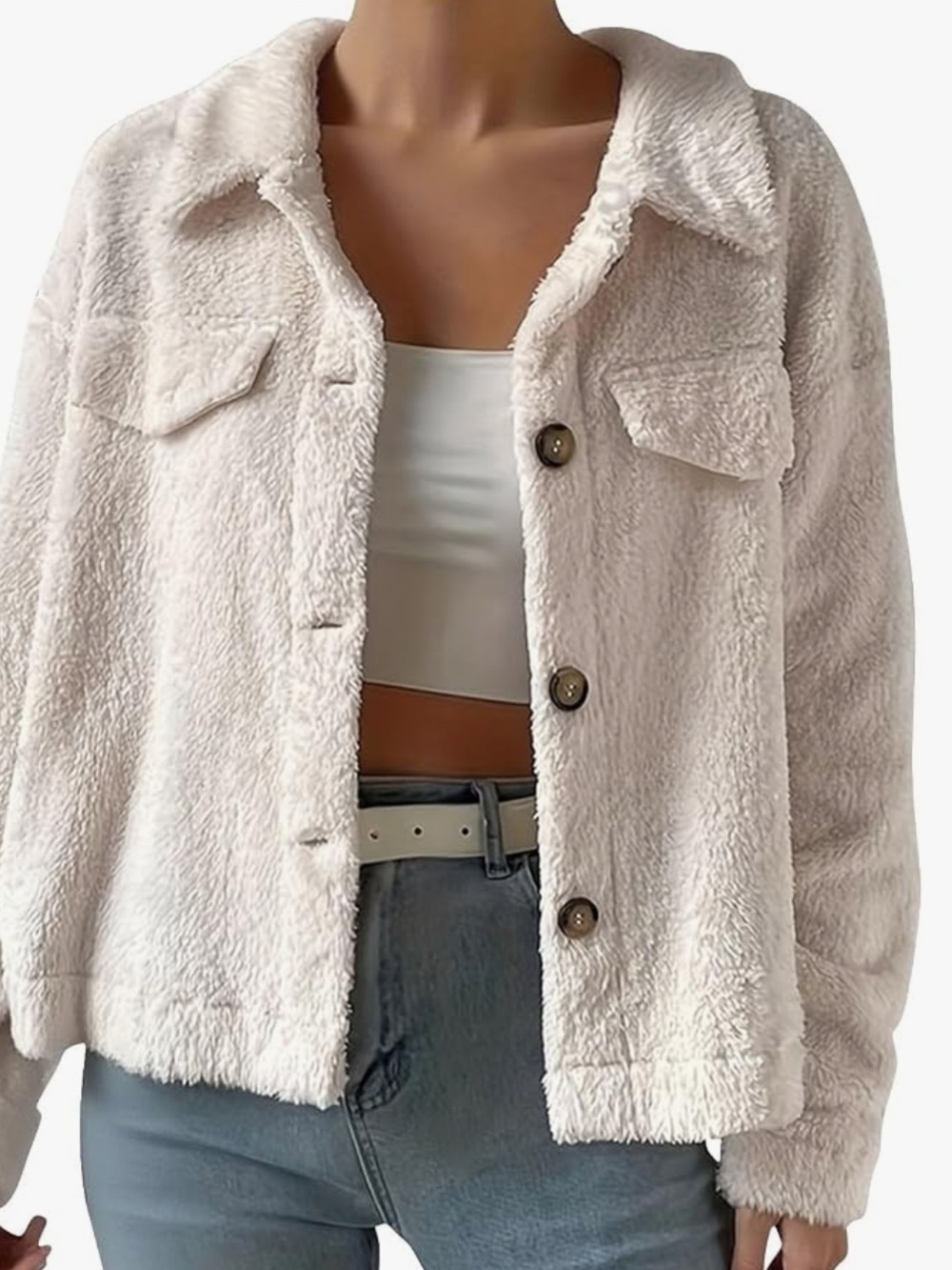 Zeagoo NWOT XL Cozy Cream Sherpa Button-Up Jacket